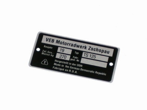 Bild von Typenschild MZ TS125