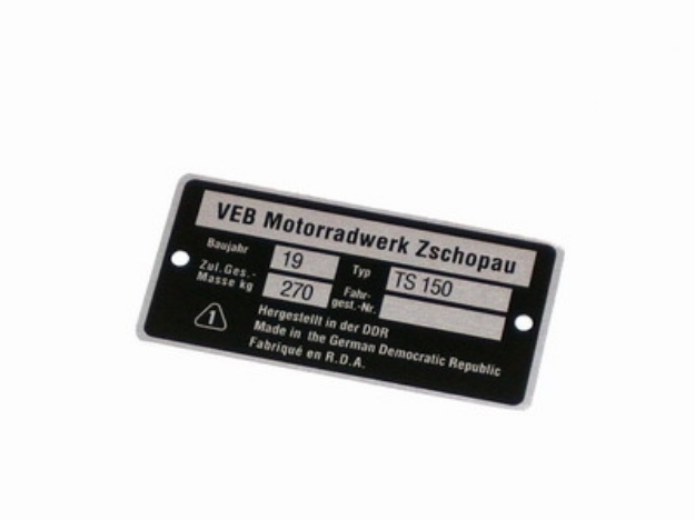 Bild von Typenschild MZ TS150