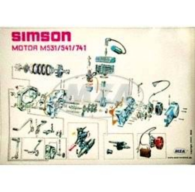 Simson Explosionsdarstellung Zeichnung Poster S51 SR50 SR80 KR51 Motor Getriebe 
