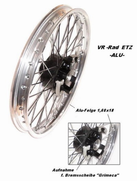 Bild von Speichenrad 18" MZ ETZ125 ETZ150 ETZ250 ETZ251 ETZ301 Rotax 500  -vorn