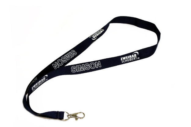 Bild von Schlüsselband navyblau mit weißem Aufdruck "Zweirad-Schubert"