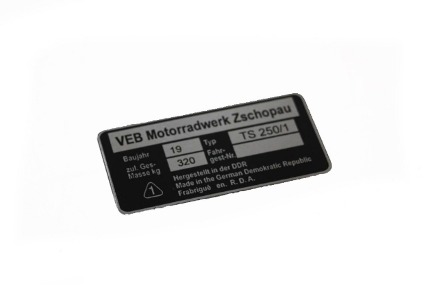 Bild von Typenschild MZ TS250/1