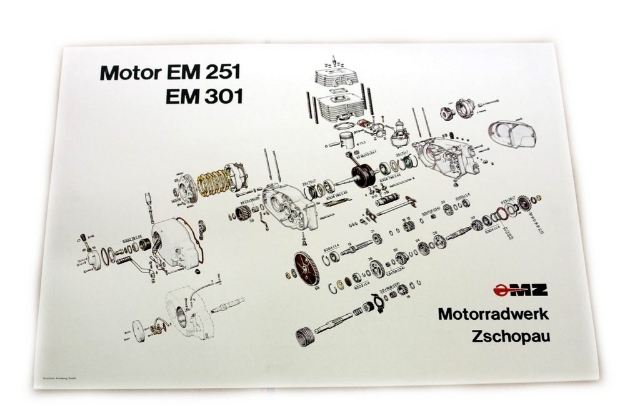 Bild von Explosionszeichnung Motor  ETZ251 ETZ301