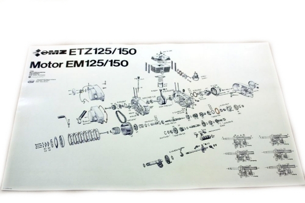 Bild von Explosionszeichnung Motor ETZ125 ETZ150