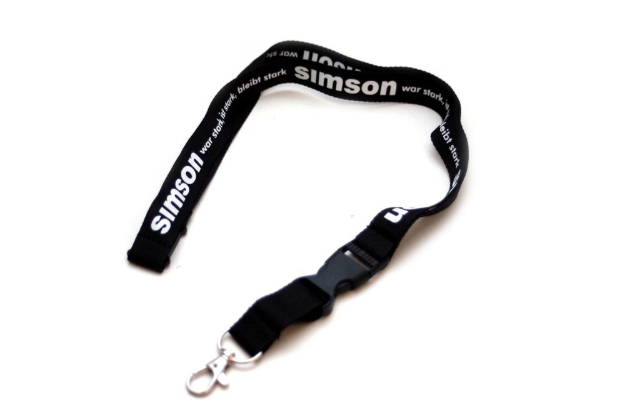 Bild von Schlüsselband schwarz mit weißem "SIMSON ..." Aufdruck