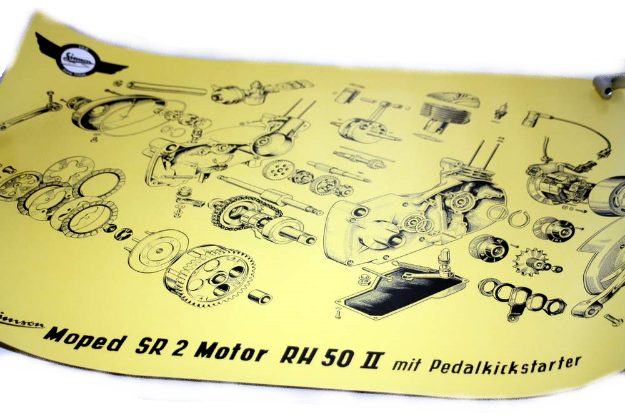 Explosionsdarstellung f. Motor Simson KR51-2, S51, S70, SR50, SR80