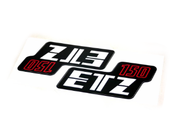 Zeige Details für Klebefolie Seitendeckel MZ ETZ150 Bild von Klebefolie Seitendeckel MZ ETZ150