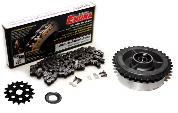 Bild von Kettensatz  Antrieb 15 + 34 Zahn Simson S51 S53 alpha/beta