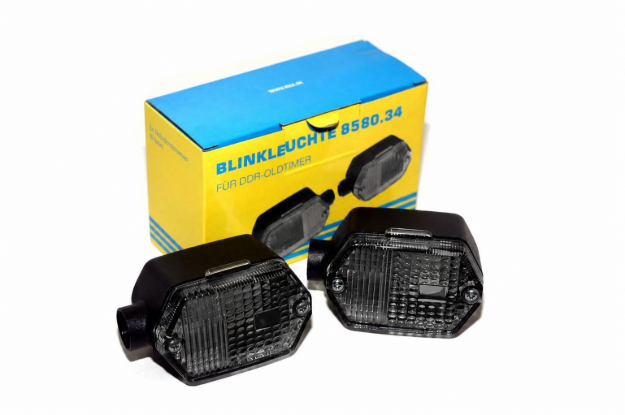 Bild von Blinkleuchte eckig S53 SR MZ ETZ   -rauchgrau