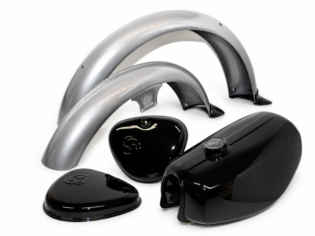 Bild von Tank- und Kotflügel-Set  -schwarz-silber Simson S50 S51