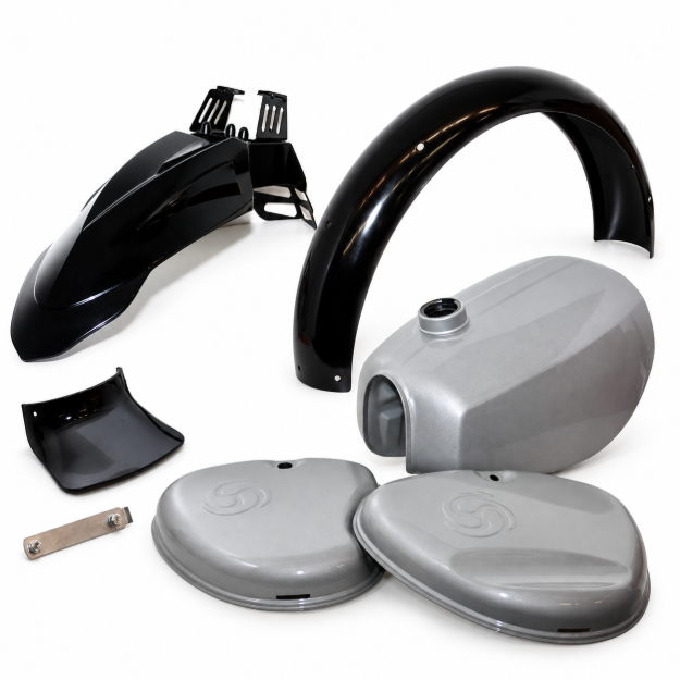 Bild von Tank- und Kotflügel-Set  -silber-schwarz Simson S51 Enduro